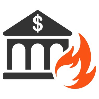 Banka yangın felaketi düz simgesi