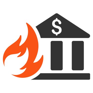 Banka yangın felaketi düz simgesi