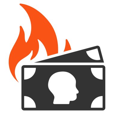 Banknot yangın felaketi düz simgesi