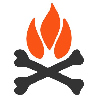 Kemikler kamp ateşi düz simgesi