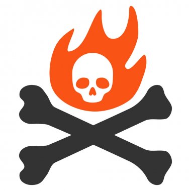 Kemikler yangın düz simgesi