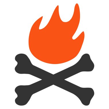 Kemikler cehennem ateşi düz simgesi