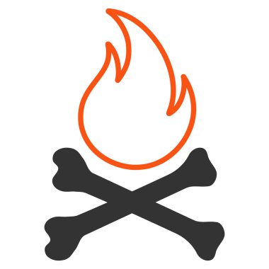 Kemikler cehennem ateşi düz simgesi