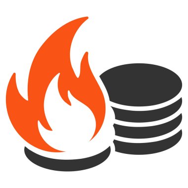 Paralar yangın felaketi düz simgesi