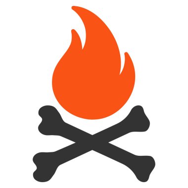 Ölüm Bones alev düz simgesi