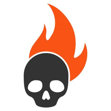 Kafatası yangın düz simgesi