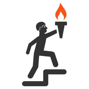 Meşale düz simgesiyle tırmanma asker