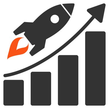 Başlangıç roket büyüme grafik düz simgesi