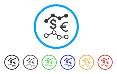 Para birimi yuvarlak simge çizelgeleri