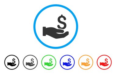 Doları bağış el yuvarlak simgesi