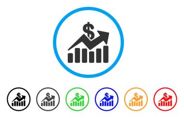 Satış çubuk grafik eğilim yuvarlak simgesini