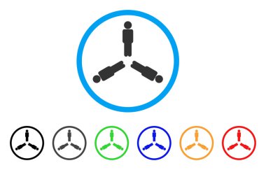 Üç kişi yuvarlak simge