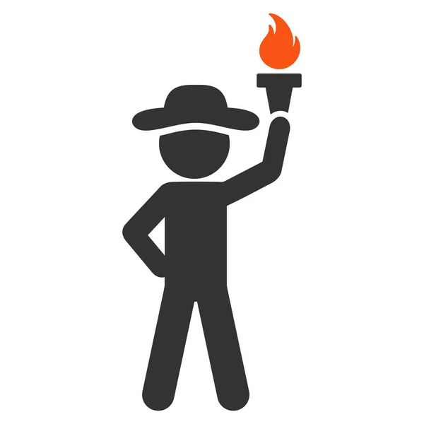 Gentleman With Freedom Torch Flat Icon — Stock Vector