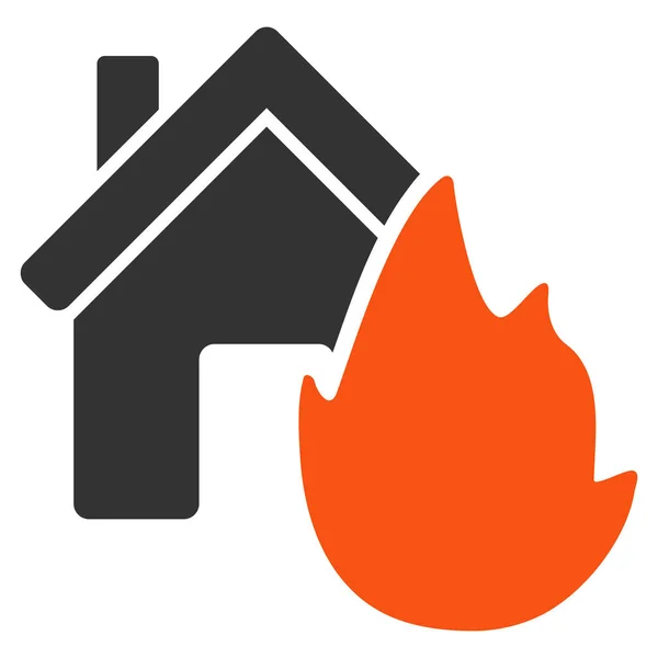 House Fire Disaster Flat Icon — Stock Vector