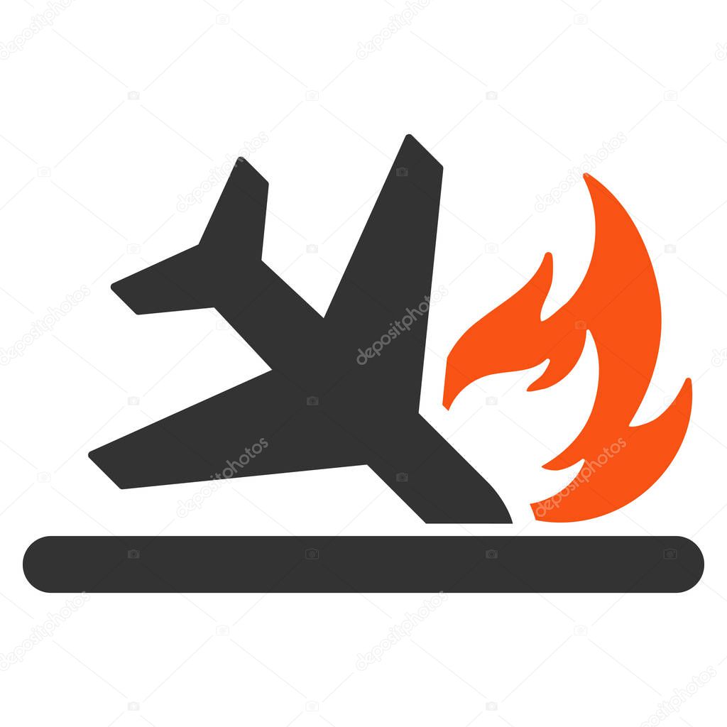 Airplane Landing Crash Flat Icon