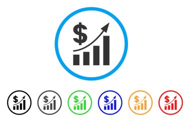 Doları Bar grafik eğilim yuvarlak simgesini