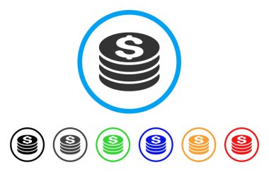 Doları para yığını yuvarlak simge