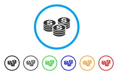 Doları para yığınları simgesi yuvarlak