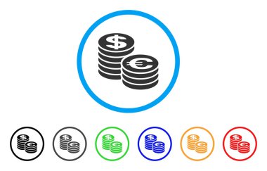 Euro ve dolar sikke sütun simgesi yuvarlak