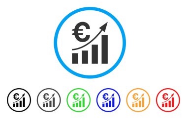 Euro Bar grafik eğilim yuvarlak simgesini