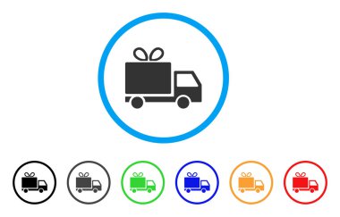 Hediye teslimat yuvarlak simge