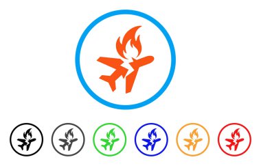 Uçak yangın kaza yuvarlak simge