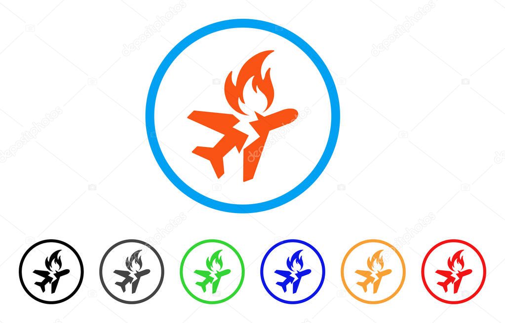 Airplane Fire Crash Rounded Icon