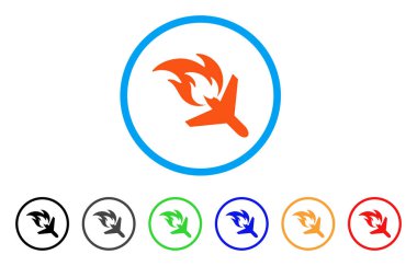 Uçak yangın felaketi yuvarlak simge