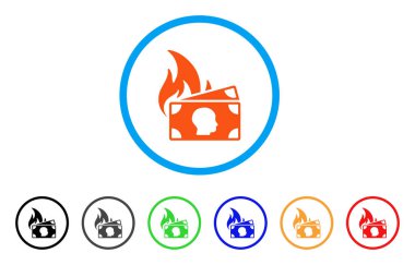 Banknot yangın felaket simgesi yuvarlak