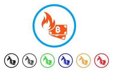 Bitcoin nakit yangın simgesi yuvarlak