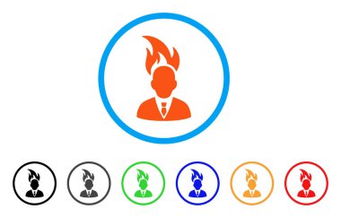 İşadamı kafa yuvarlak simge yanmak