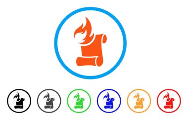 El yazması yuvarlak simge yanmak