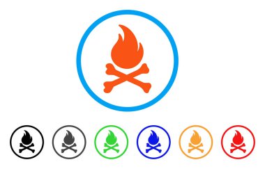 Ölüm Bones alev simgesi yuvarlak