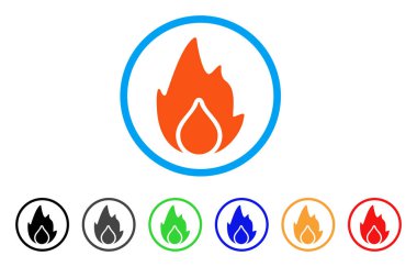 Ateş ve su yuvarlak simge damla