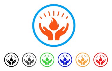 Ateş bakım el yuvarlak simge