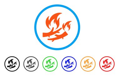 Yakacak odun ateşi yuvarlak simge