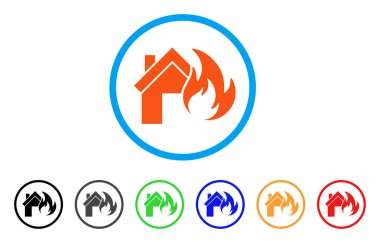 Evde yangın felaketi yuvarlak simge
