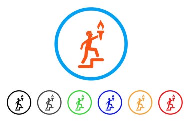 Meşale yuvarlak simge ile tırmanma asker