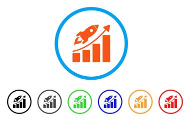 Başlangıç roket büyüme grafik yuvarlak simgesini
