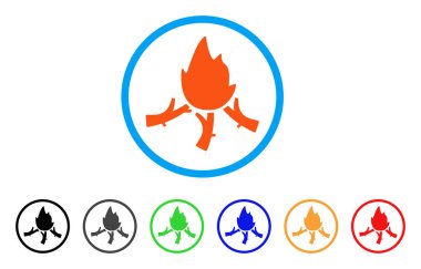 Ahşap kamp ateşi yuvarlak simge