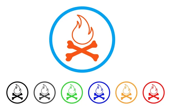 Kosti do pekla oheň zaoblené ikonu — Stockový vektor