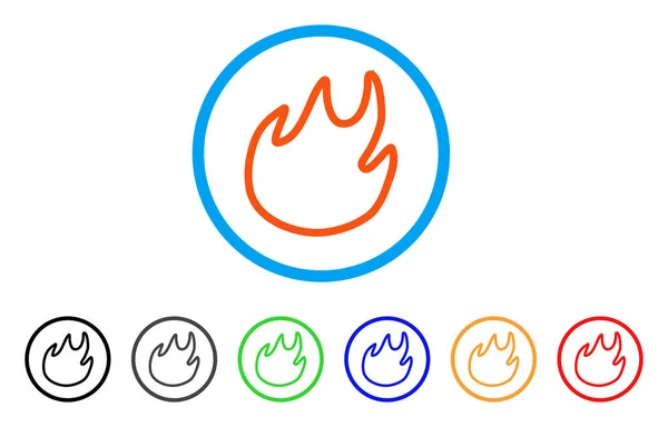 Flame Contour Rounded Icon — Stock Vector