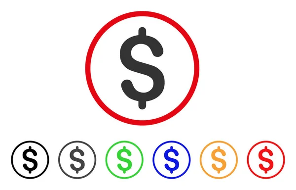 Dollar afgeronde pictogram — Stockvector