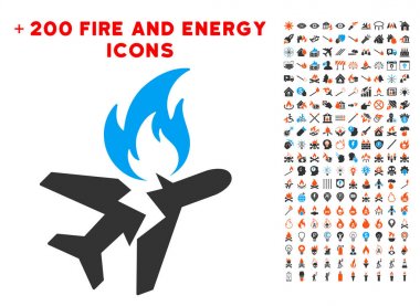 Uçak yangın kaza simgesi ile Bonus güç Clipart