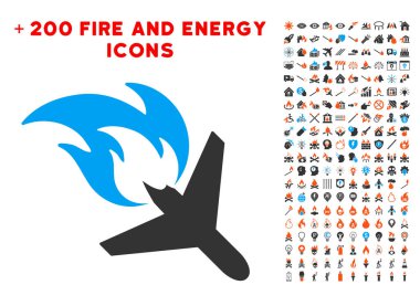 Uçak yangın felaket simgesi Bonus güç koleksiyonu ile