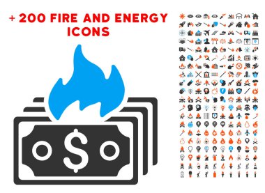 Banknot simgesi Bonus enerji seti ile yanmak