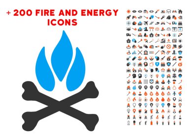 Bonus enerji toplama ile kemik kamp ateşi simgesi