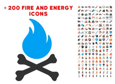 Ölüm Bones alev simgesi ile Bonus enerji Clipart