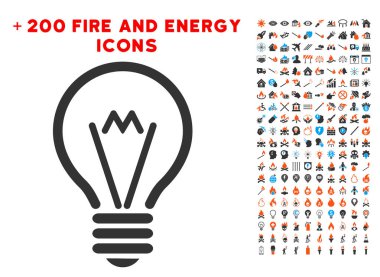Bonus yangın koleksiyonu ile elektrikli ampul simgesi