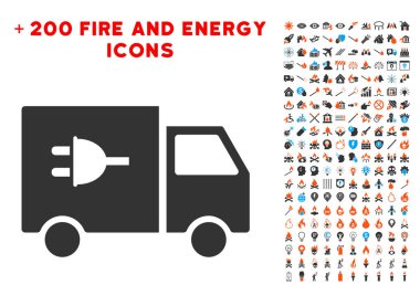 Elektrikli otomobil simgesi Bonus alev koleksiyonu ile